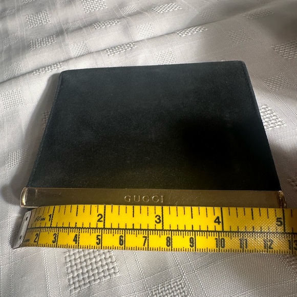 Gucci suede and leather black bifold wallet gold trim 4” x 5” unisex - Picture 14 of 15